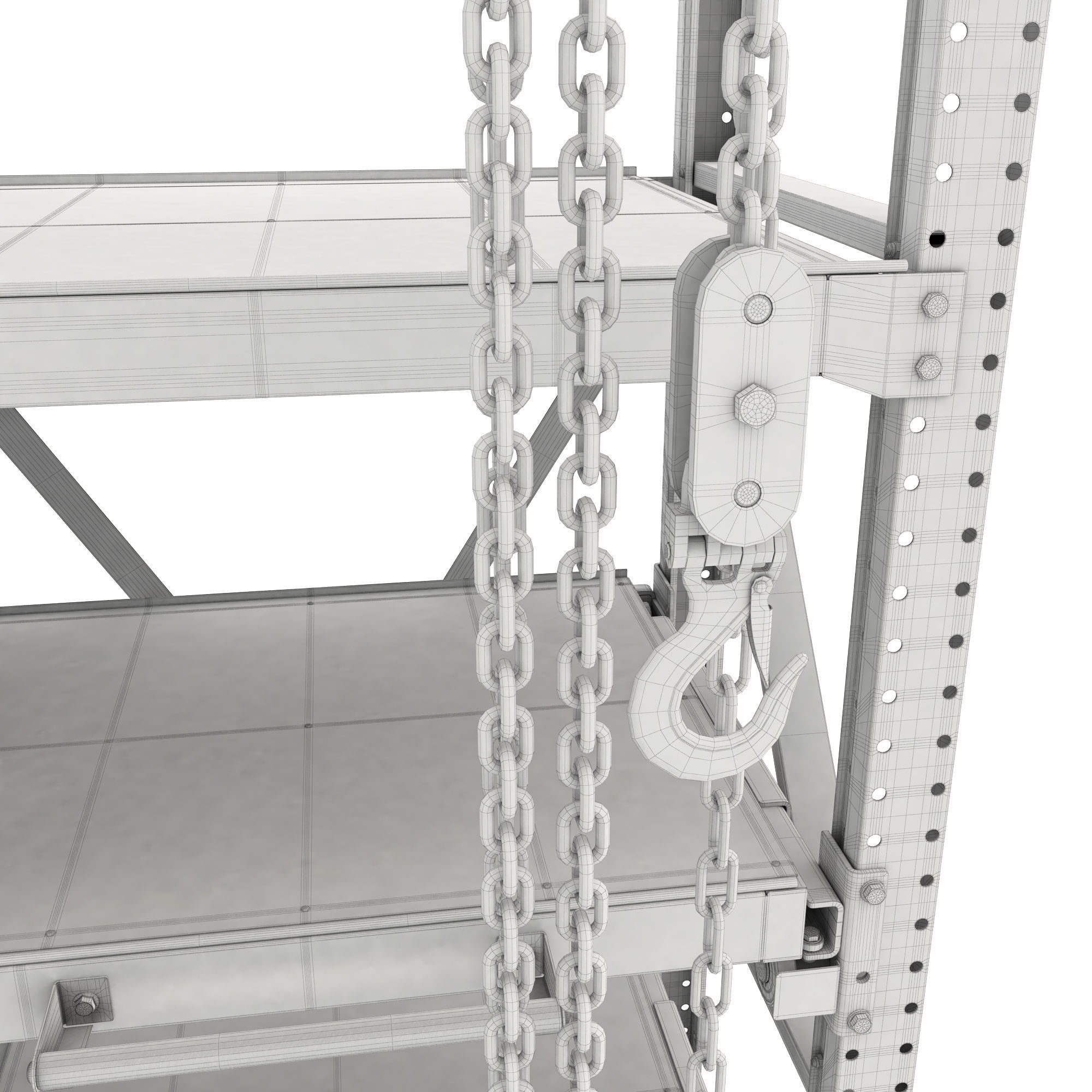 Rack with hand-chain hoist 3D model_16
