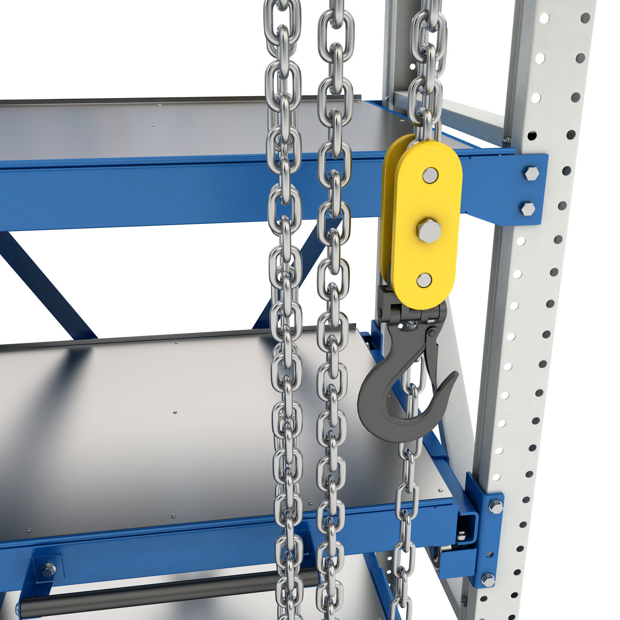 Rack with hand-chain hoist 3D model_15