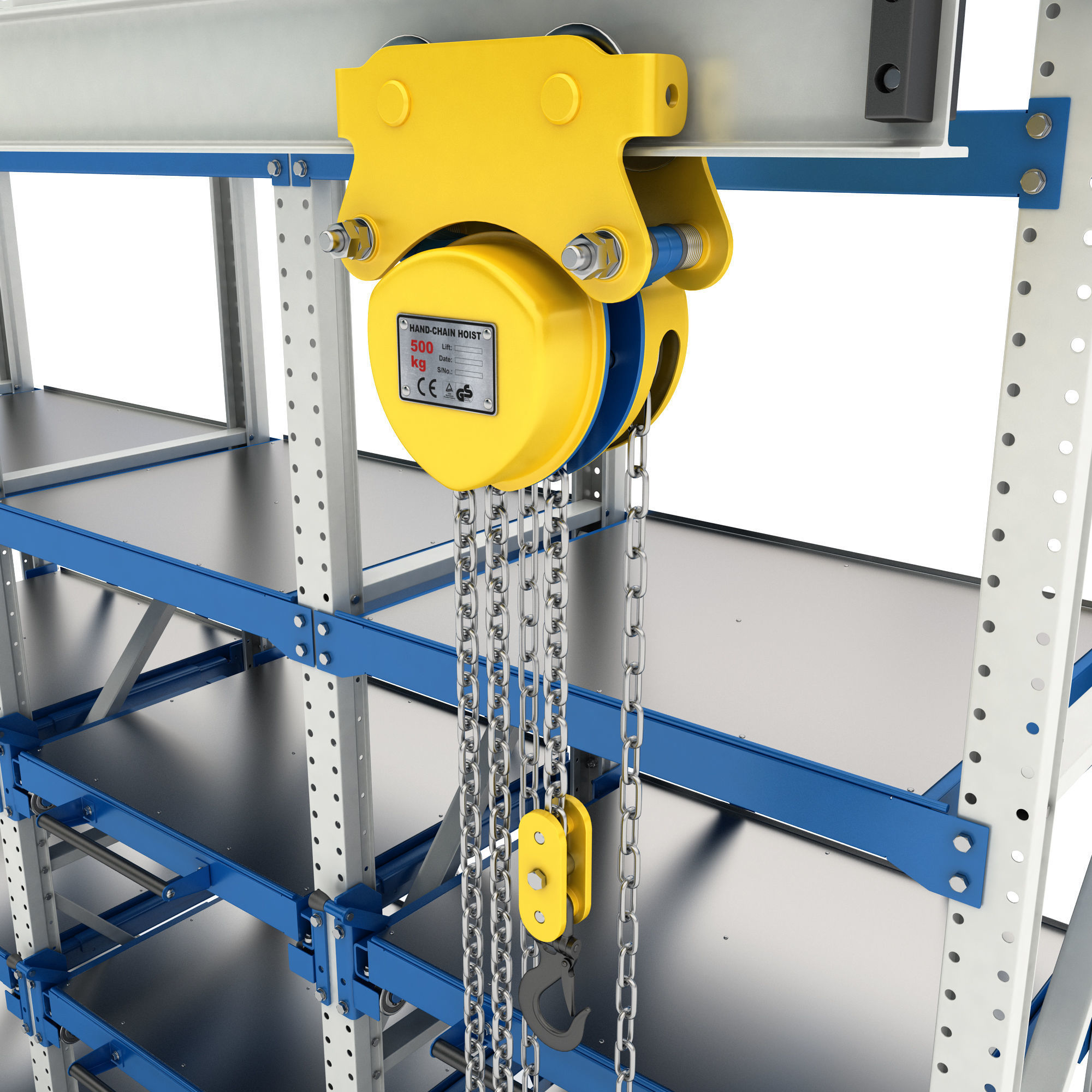 Rack with hand-chain hoist 3D model_9