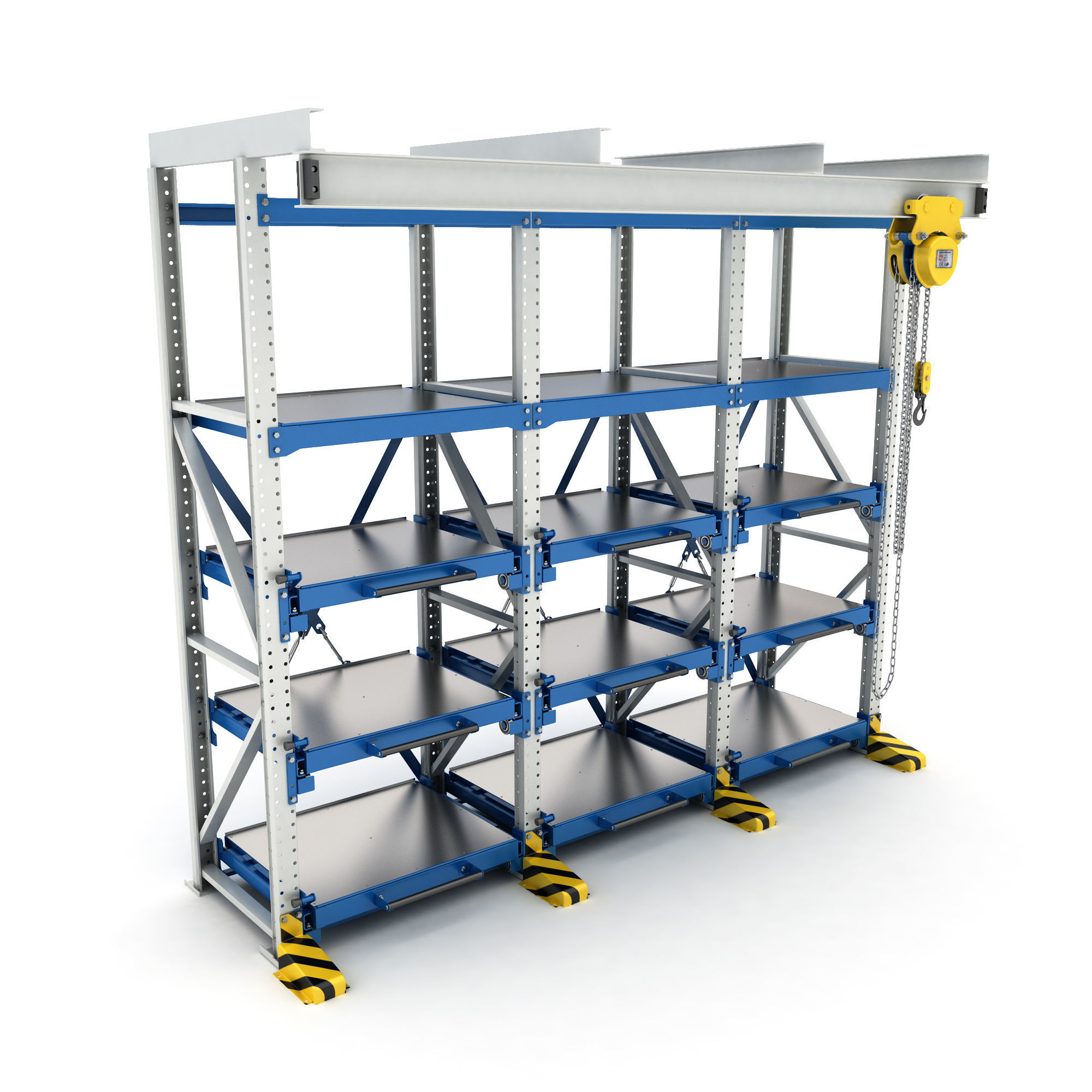 Rack with hand-chain hoist 3D model_3