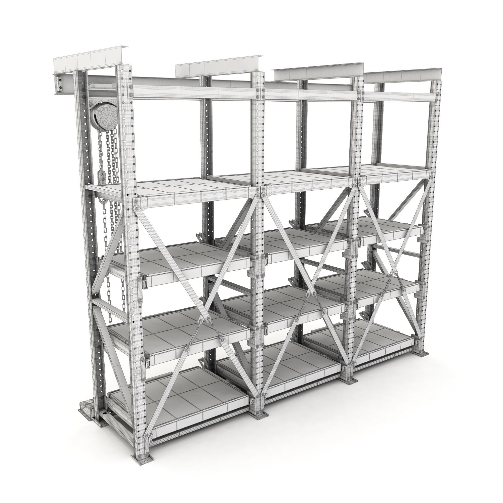 Rack with hand-chain hoist 3D model_8
