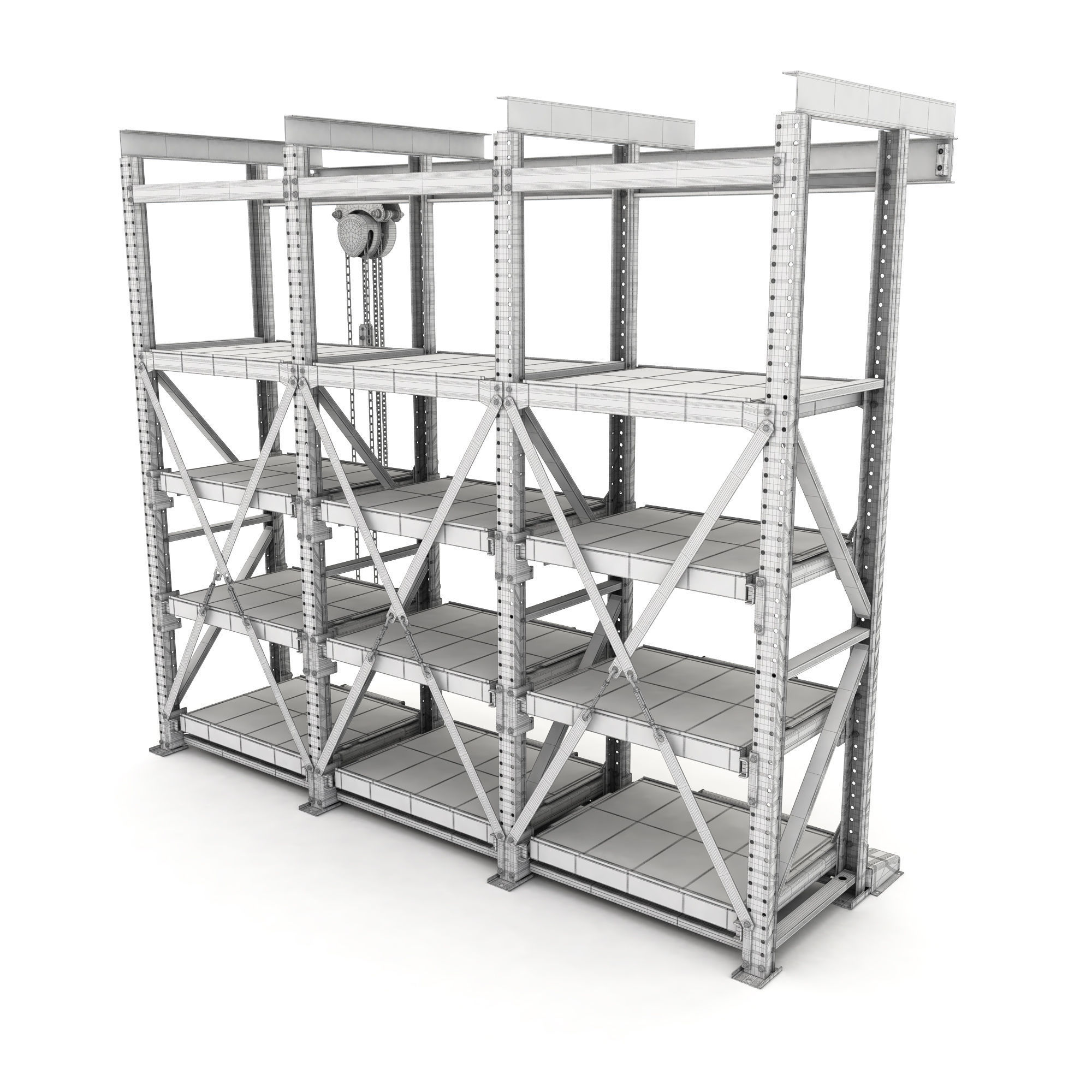 Rack with hand-chain hoist 3D model_6