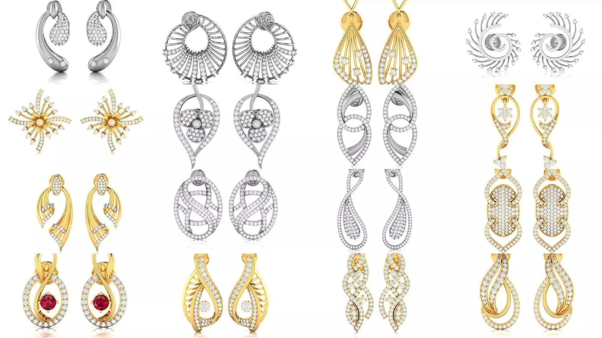 38 Women earrings 3dm render detail 3D Model Pack