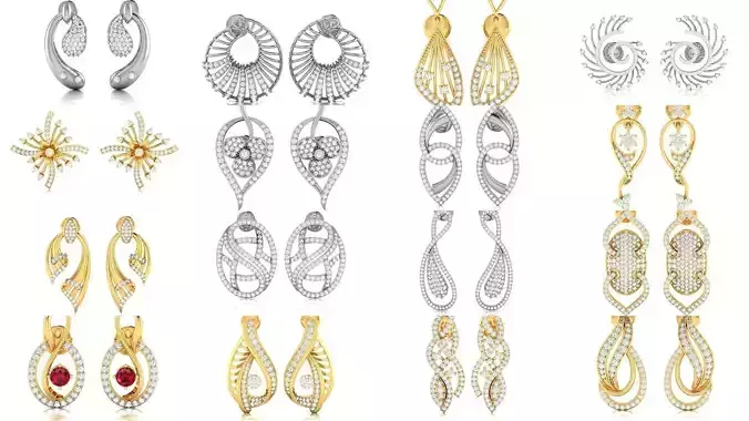 38 Women earrings 3dm render detail