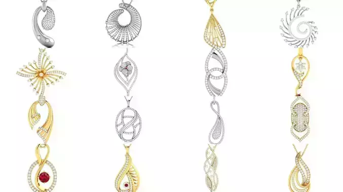 35 Women pendant 3dm render detail collection 