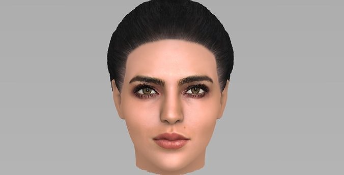 Beautiful brunette woman head TYPE 3 3D model