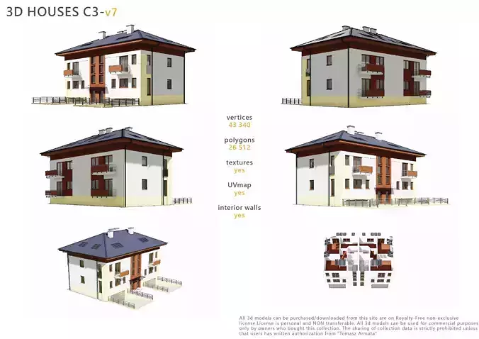 House C3V7 Low-poly 3D model