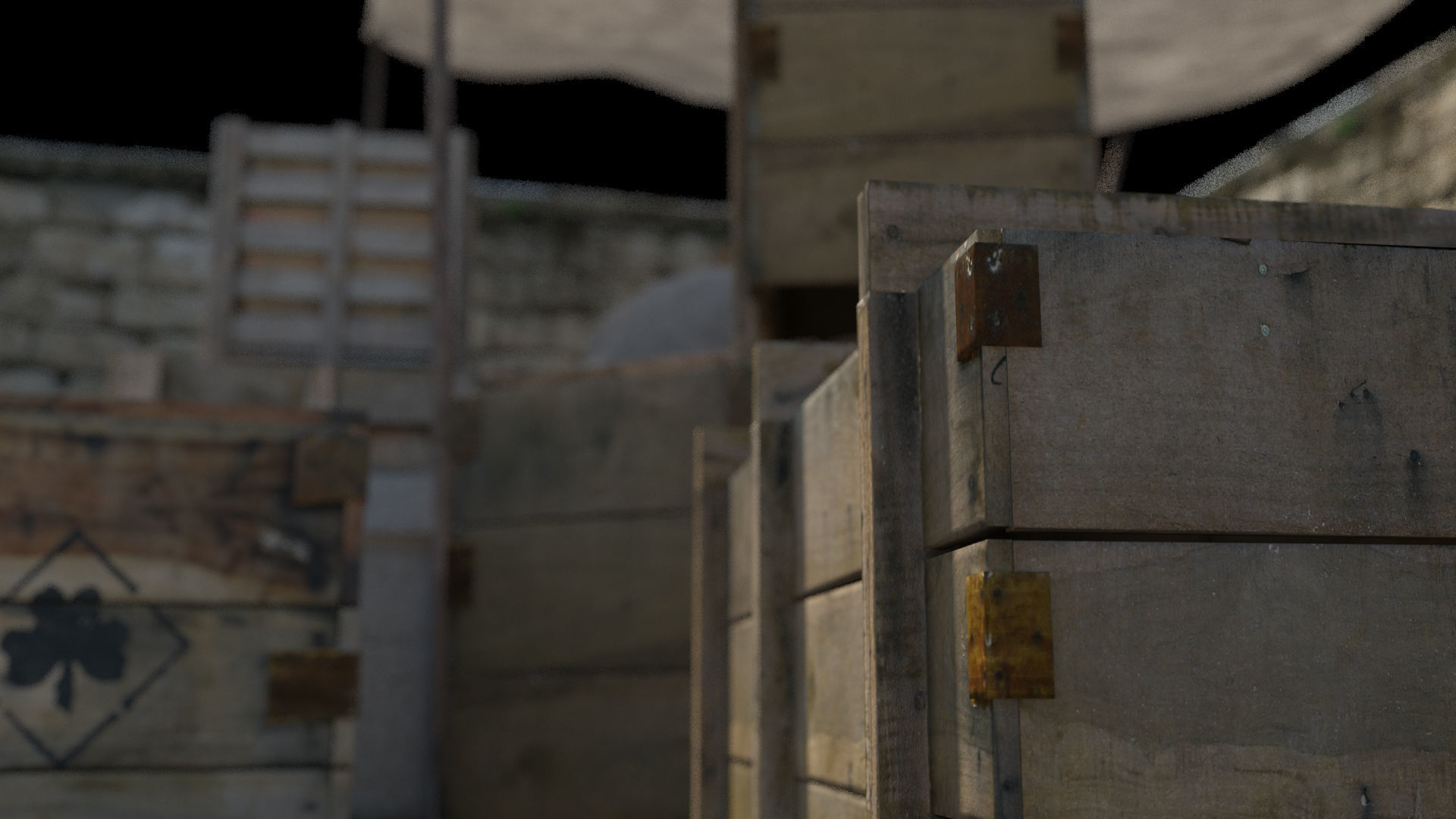 Realistic Wooden Box and Barrels 3D model_5