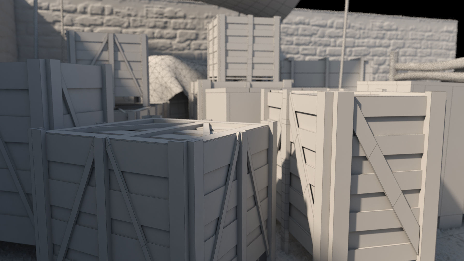 Realistic Wooden Box and Barrels 3D model_17