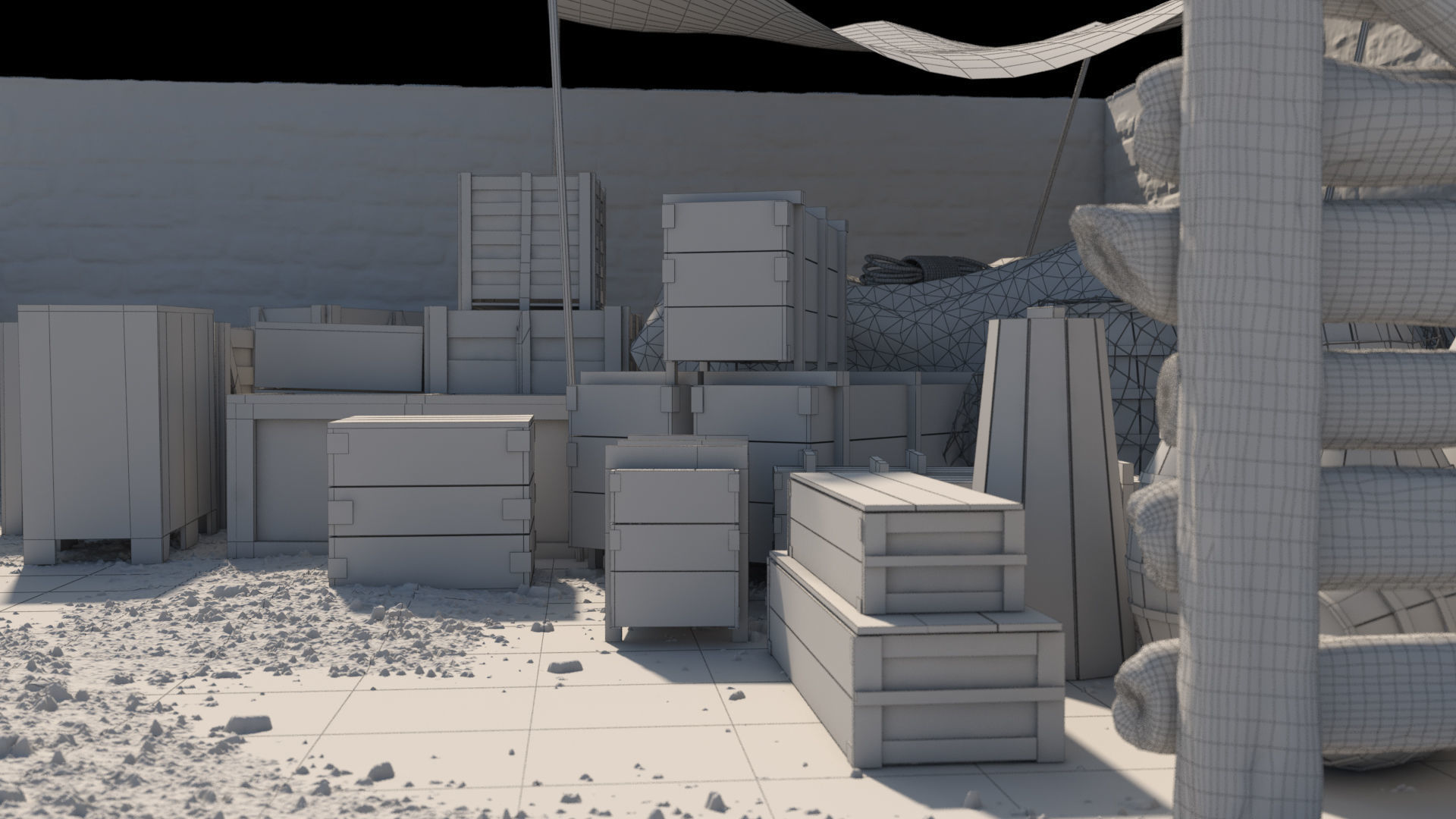 Realistic Wooden Box and Barrels 3D model_13