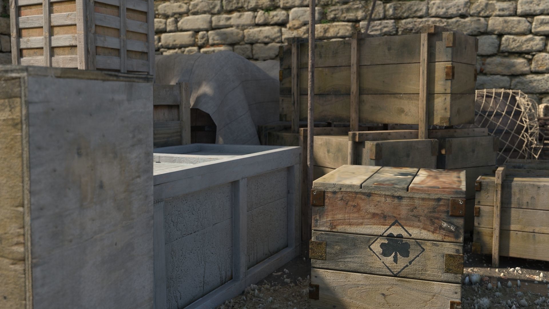 Realistic Wooden Box and Barrels 3D model_3