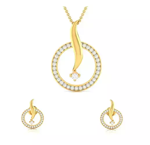 Women pendant-earrings set 3dm render detail