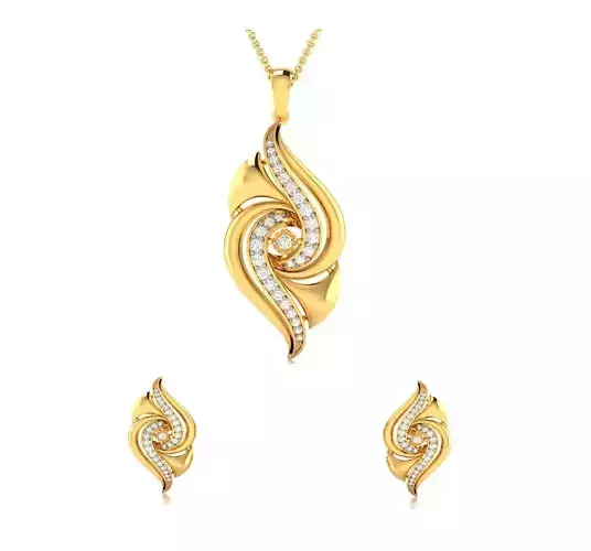 Women pendant-earrings set 3dm render detail