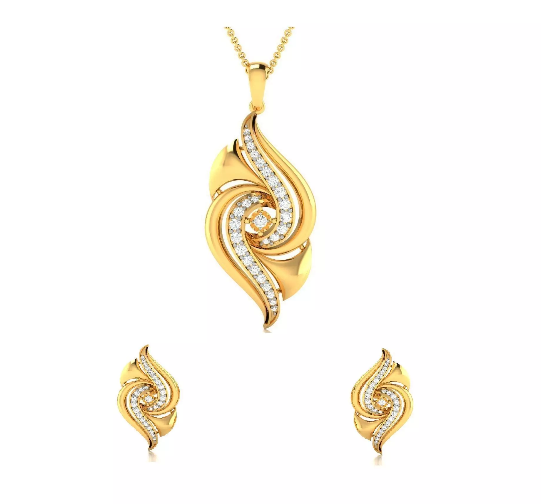 Women pendant-earrings set 3dm render detail 3D print model_0