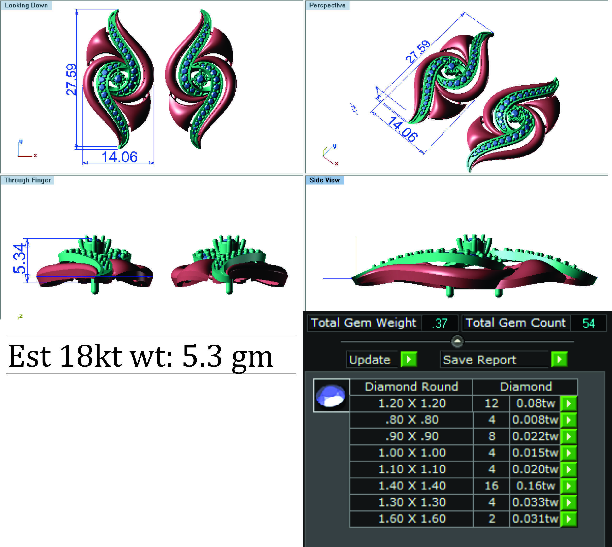 Women pendant-earrings set 3dm render detail 3D print model_14