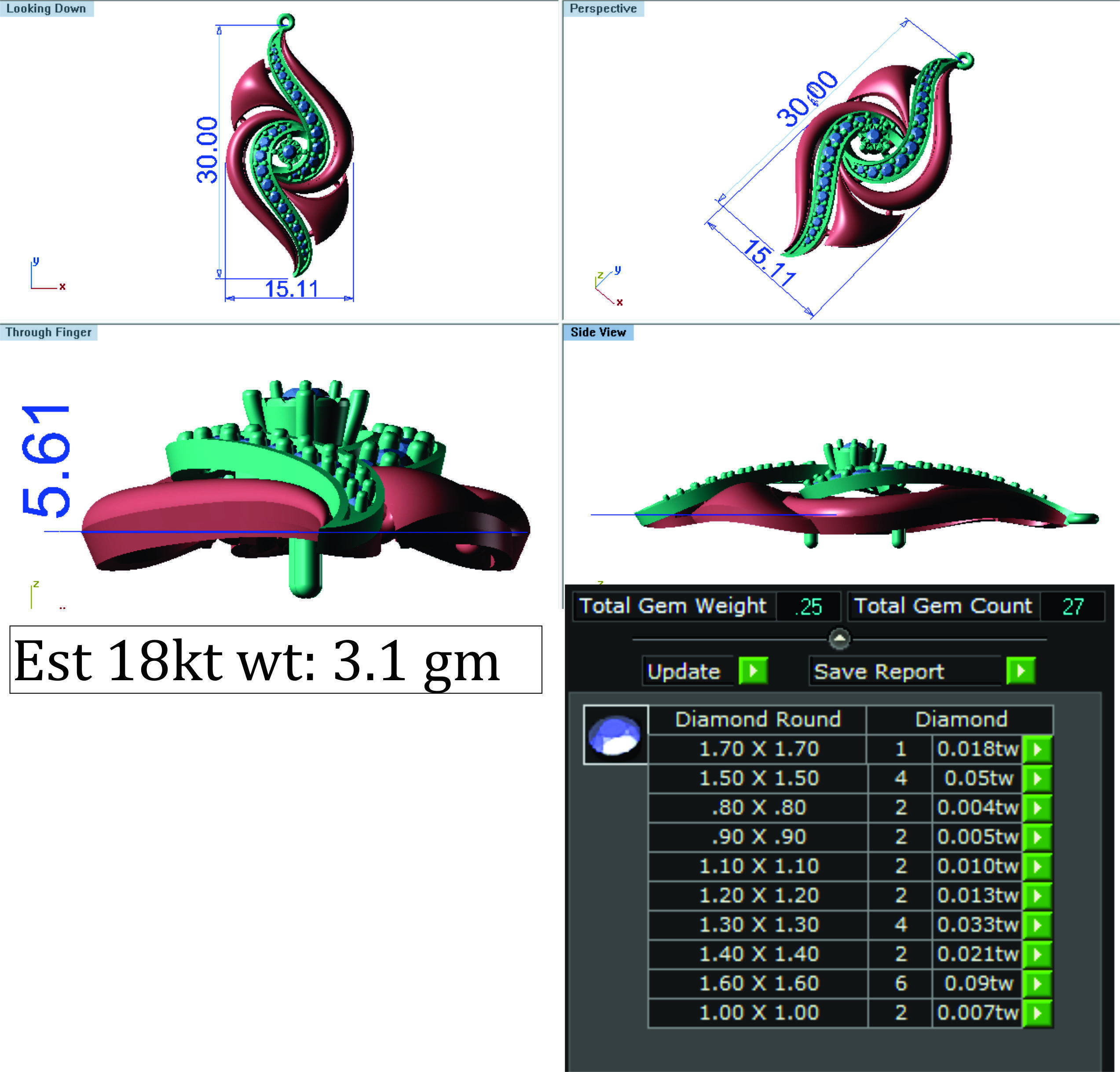 Women pendant-earrings set 3dm render detail 3D print model_7