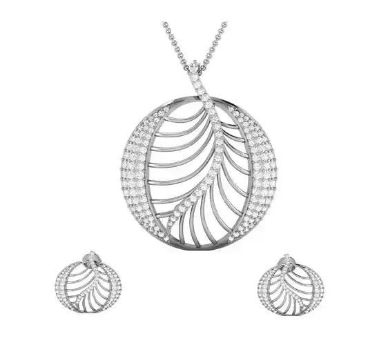 Women pendant-earrings set 3dm render detail