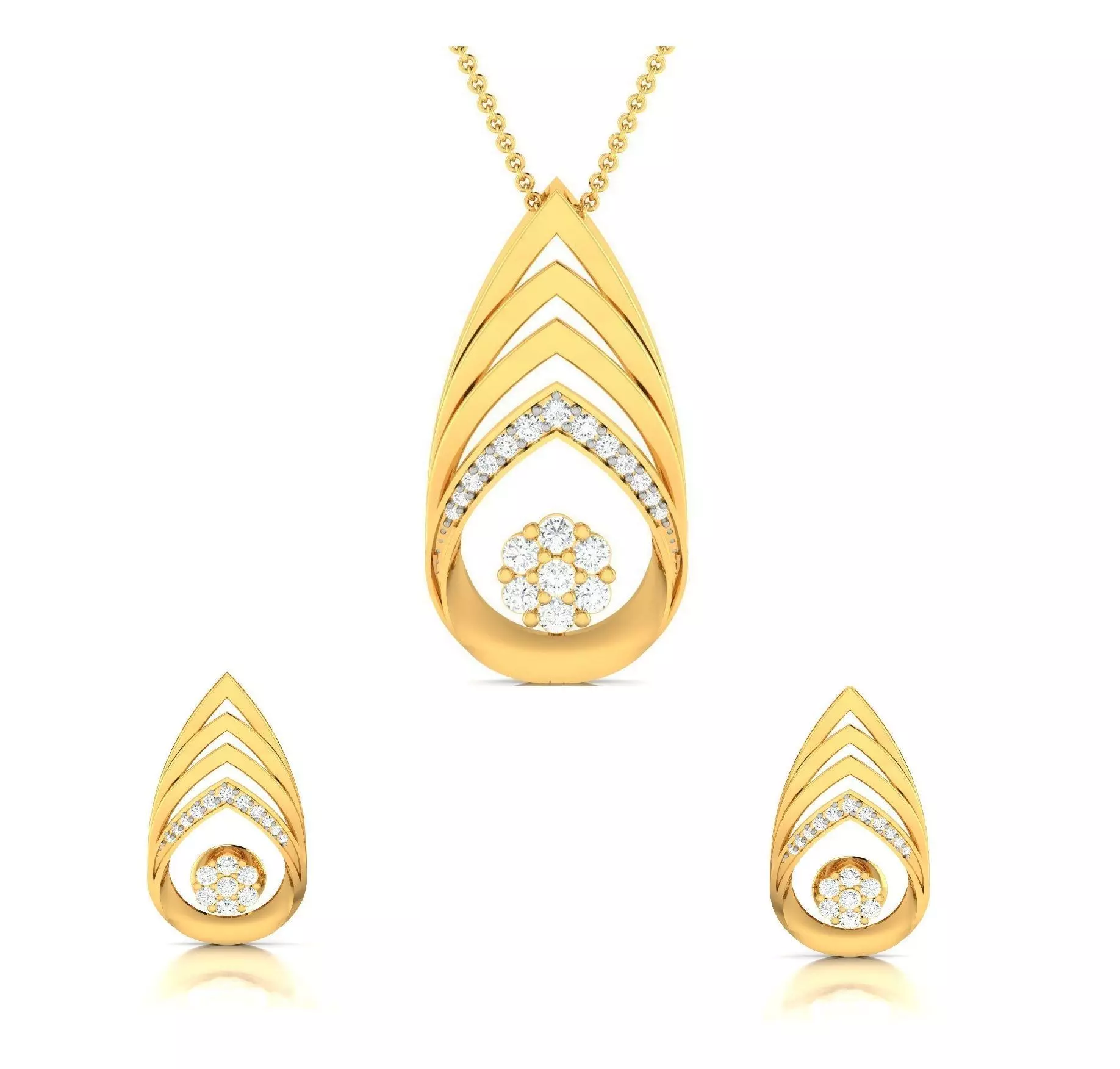 Women pendant-earrings set 3dm render detail 3D print model_0