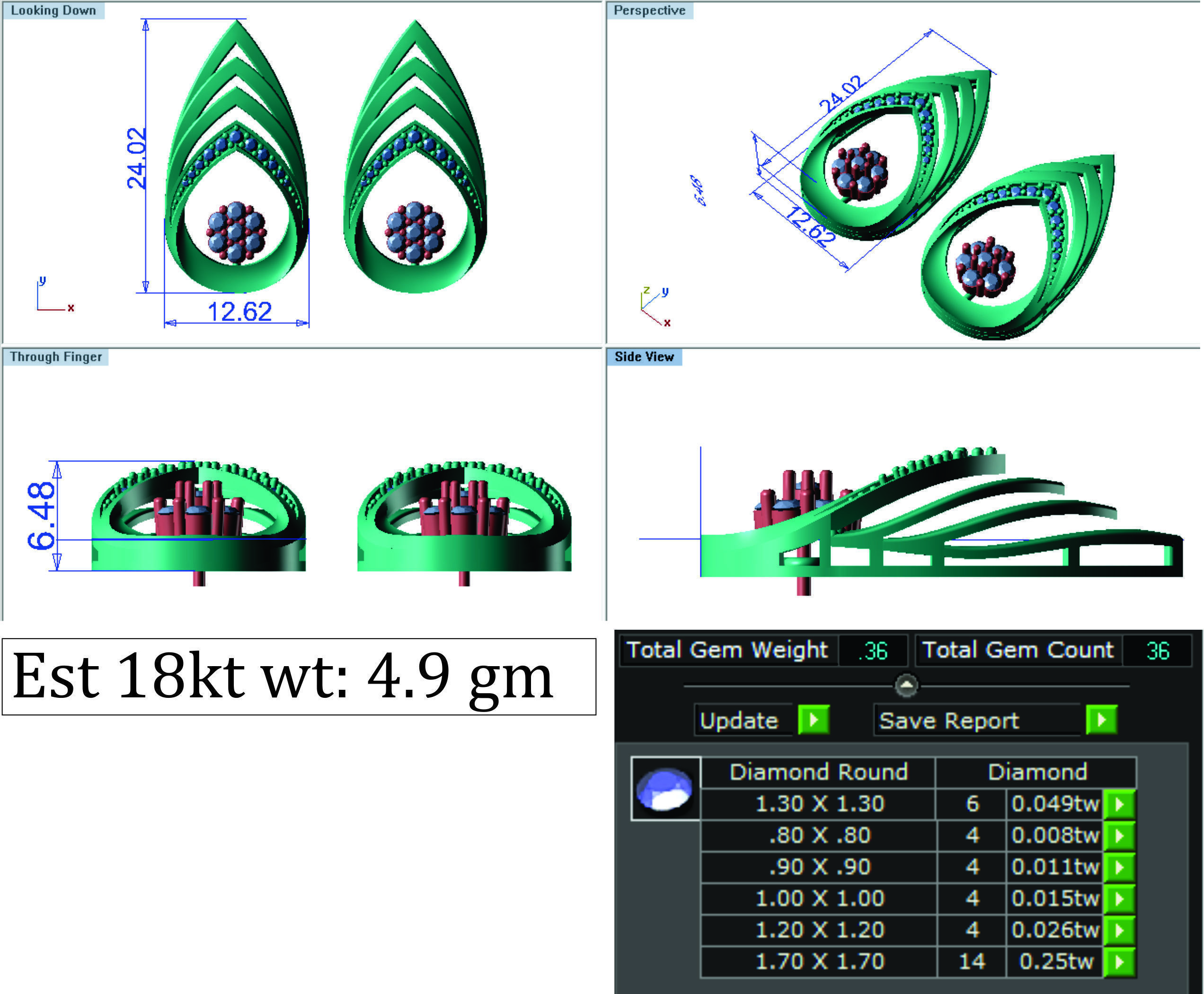 Women pendant-earrings set 3dm render detail 3D print model_14