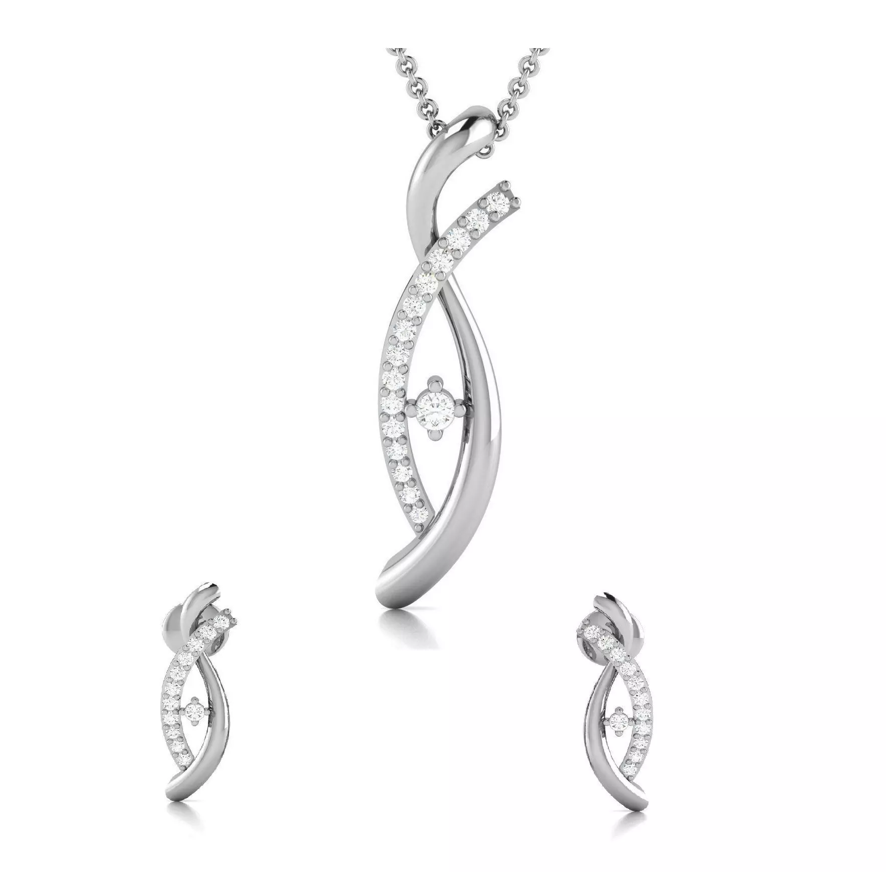 Women pendant-earrings set 3dm render detail 3D print model_0