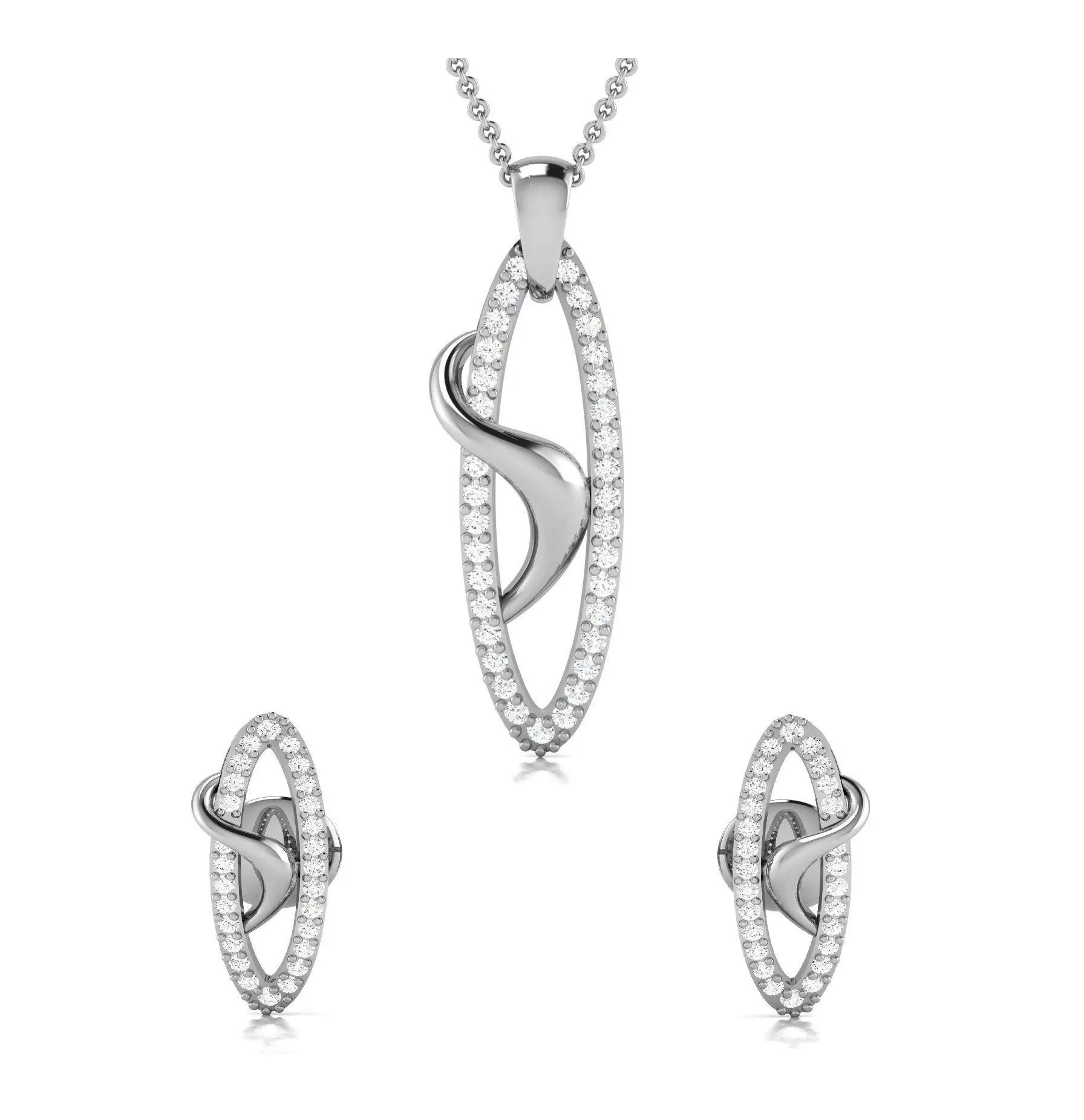 Women pendant-earrings set 3dm render detail 3D print model_0
