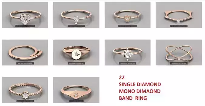 22 Single diamond Light wt solitaire ring 3dm stl render detail  3D Model Collection