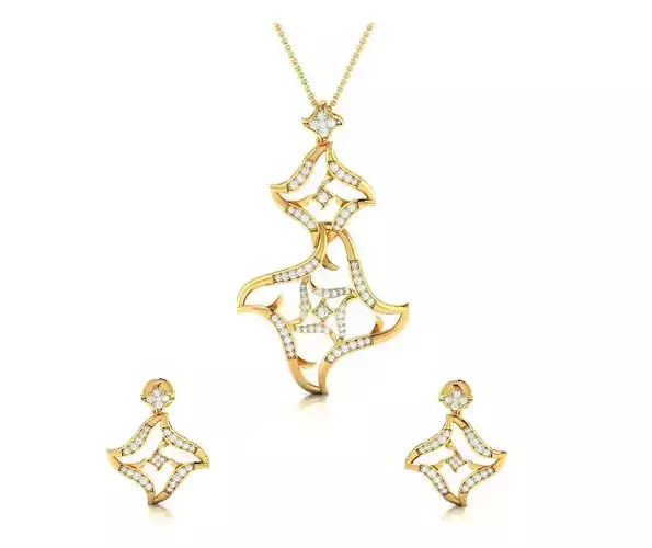 Women pendant-earrings set 3dm render detail 3D print model