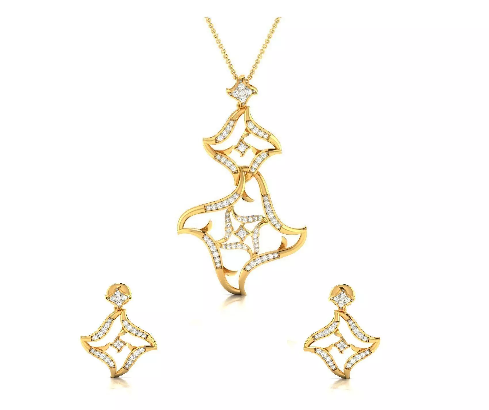 Women pendant-earrings set 3dm render detail 3D print model_0