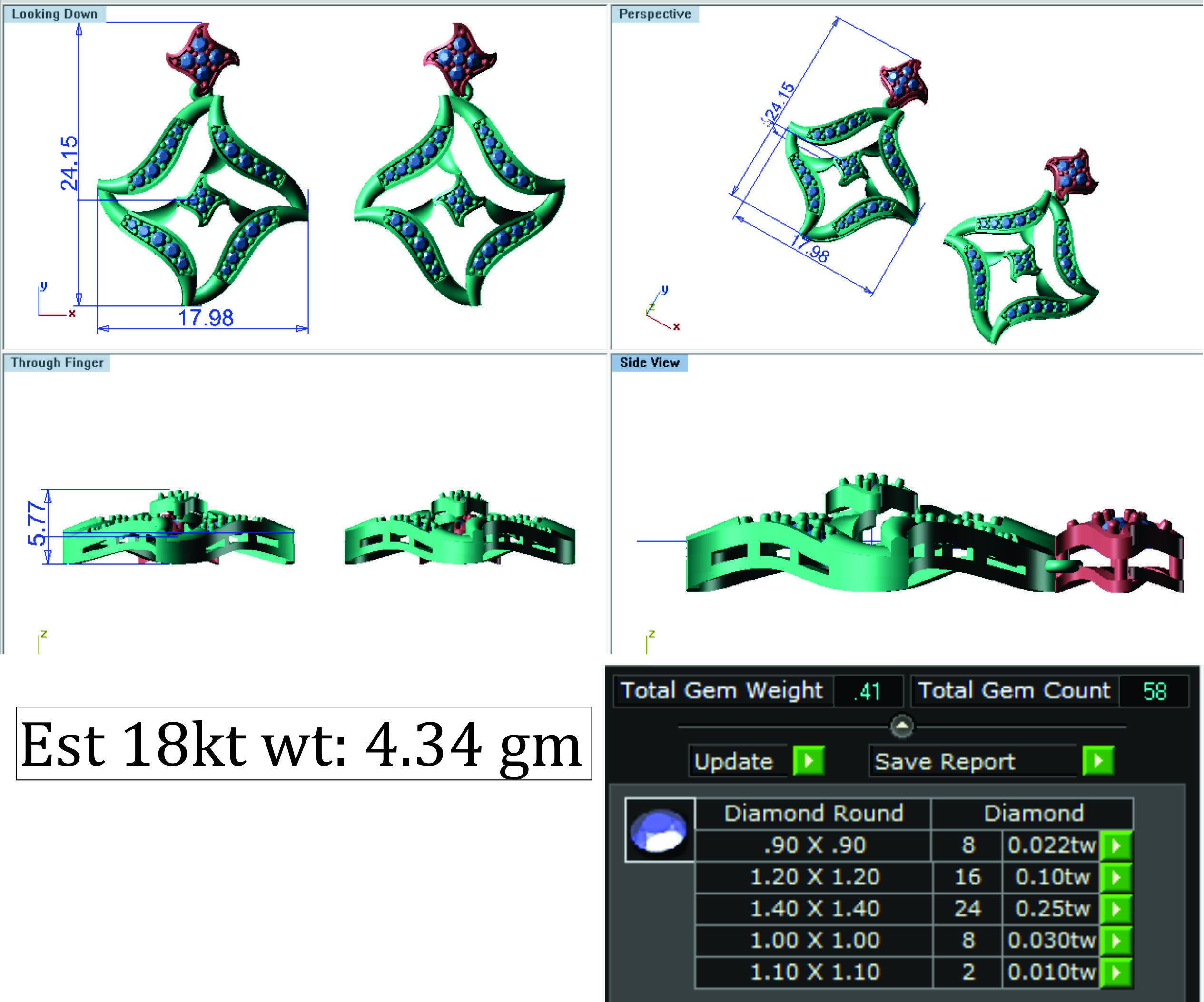 Women pendant-earrings set 3dm render detail 3D print model_14