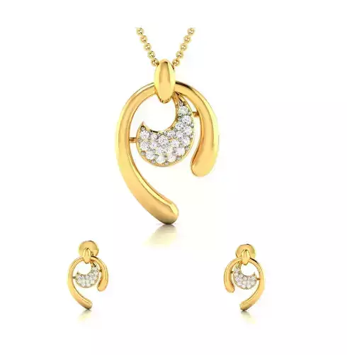 Women pendant-earrings set 3dm render detail