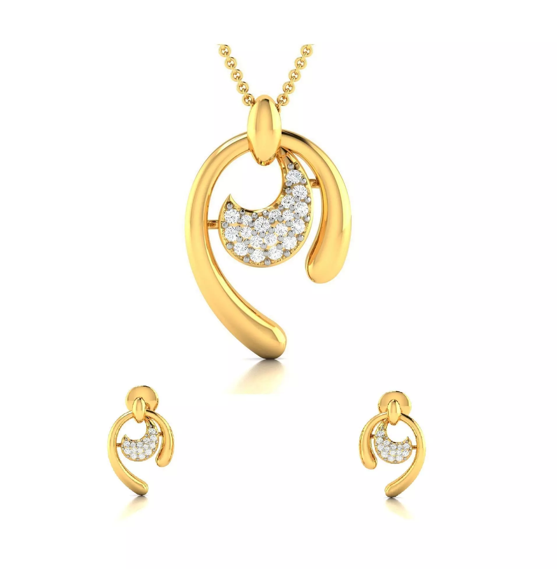 Women pendant-earrings set 3dm render detail 3D print model_0