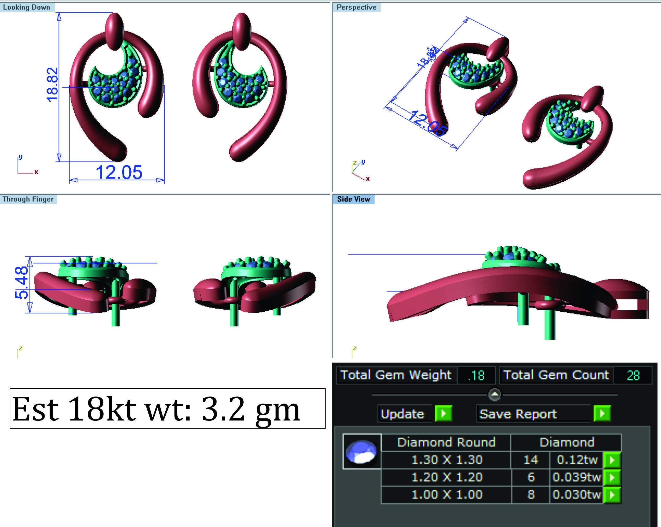 Women pendant-earrings set 3dm render detail 3D print model_14