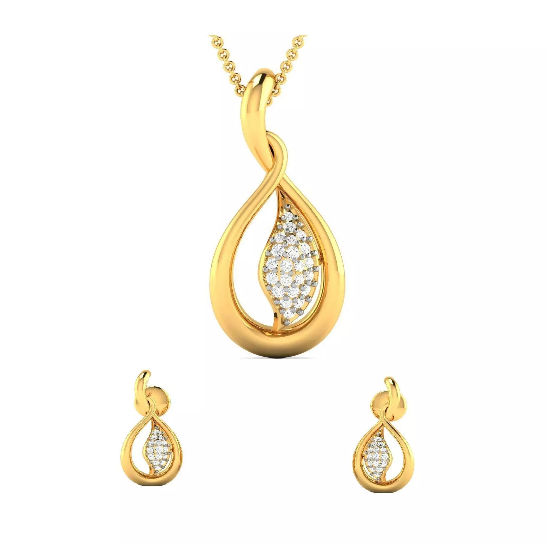 Women pendant-earrings set 3dm render detail 3D print model_0