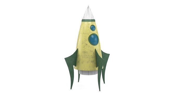 Yellow Metal Rocket Low-poly 3D model