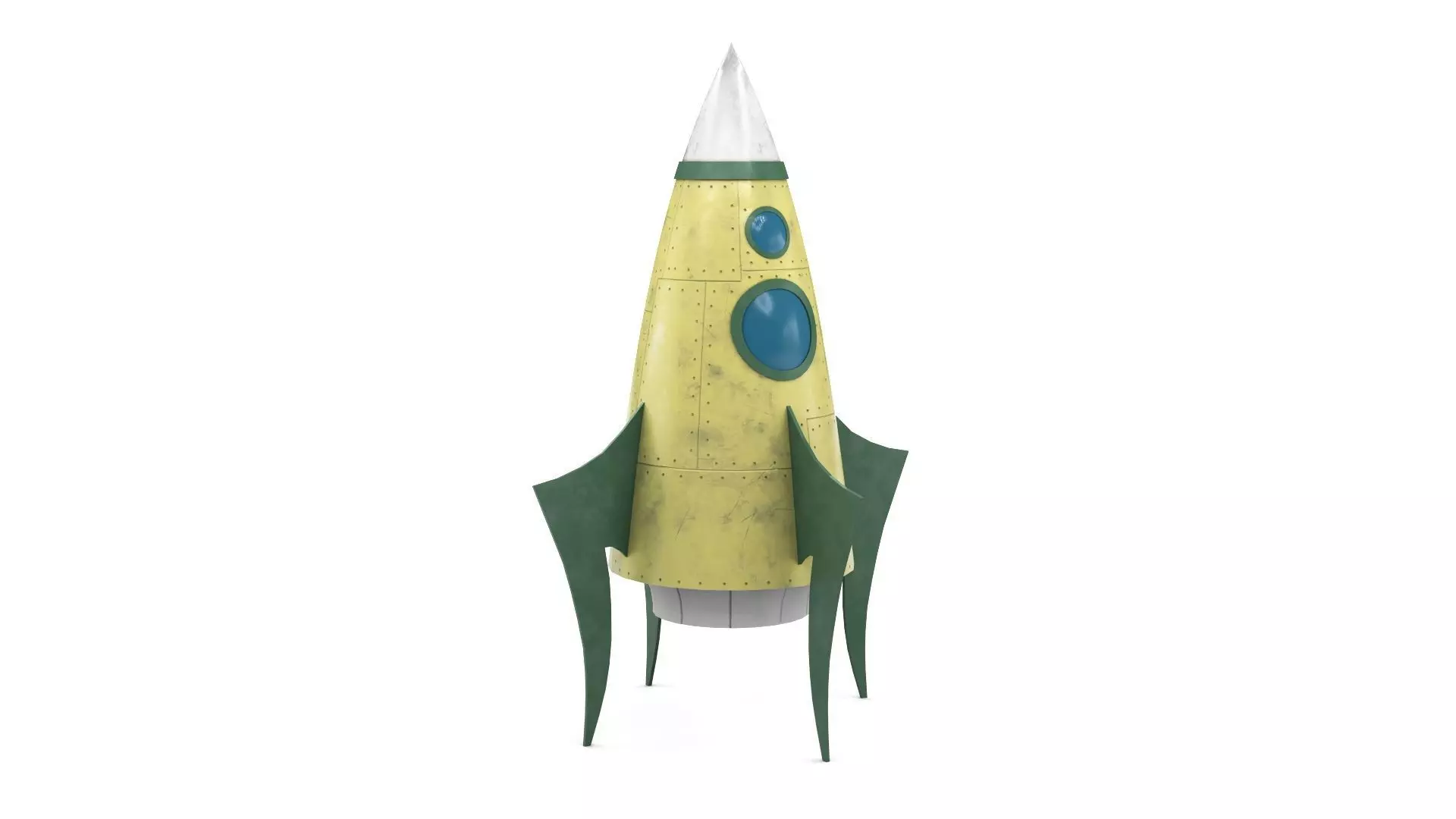 Yellow Metal Rocket Low-poly 3D model_0