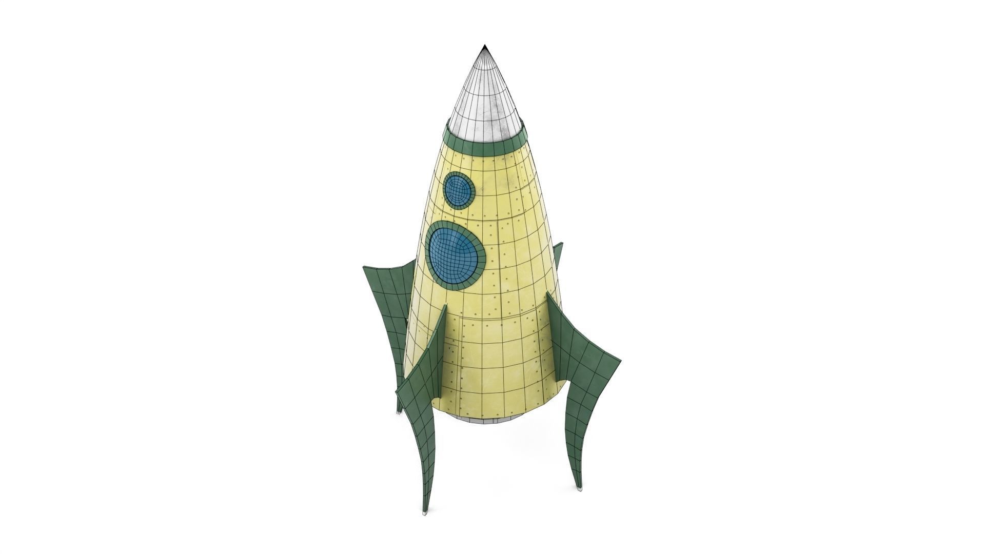 Yellow Metal Rocket Low-poly 3D model_12