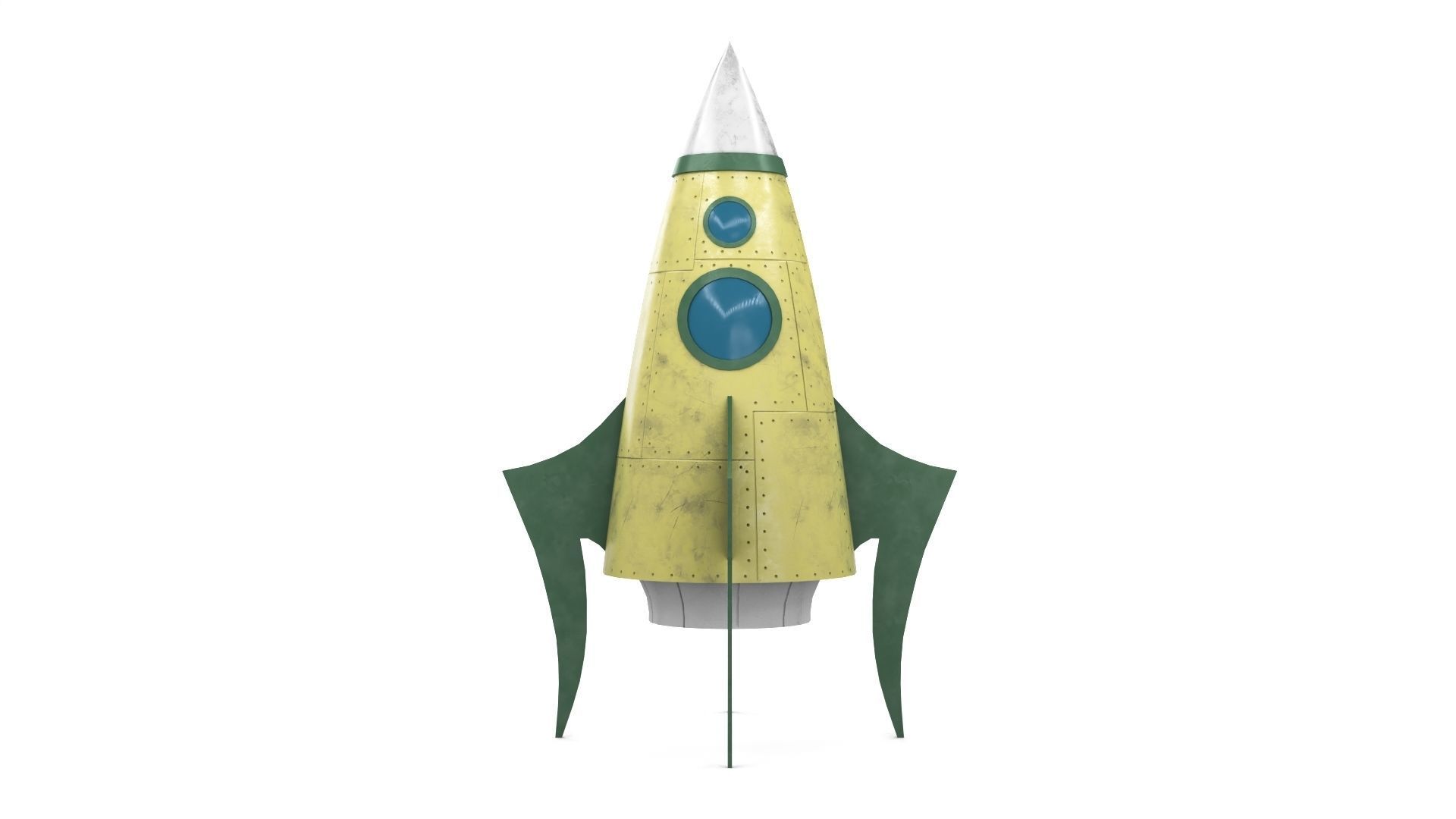 Yellow Metal Rocket Low-poly 3D model_6