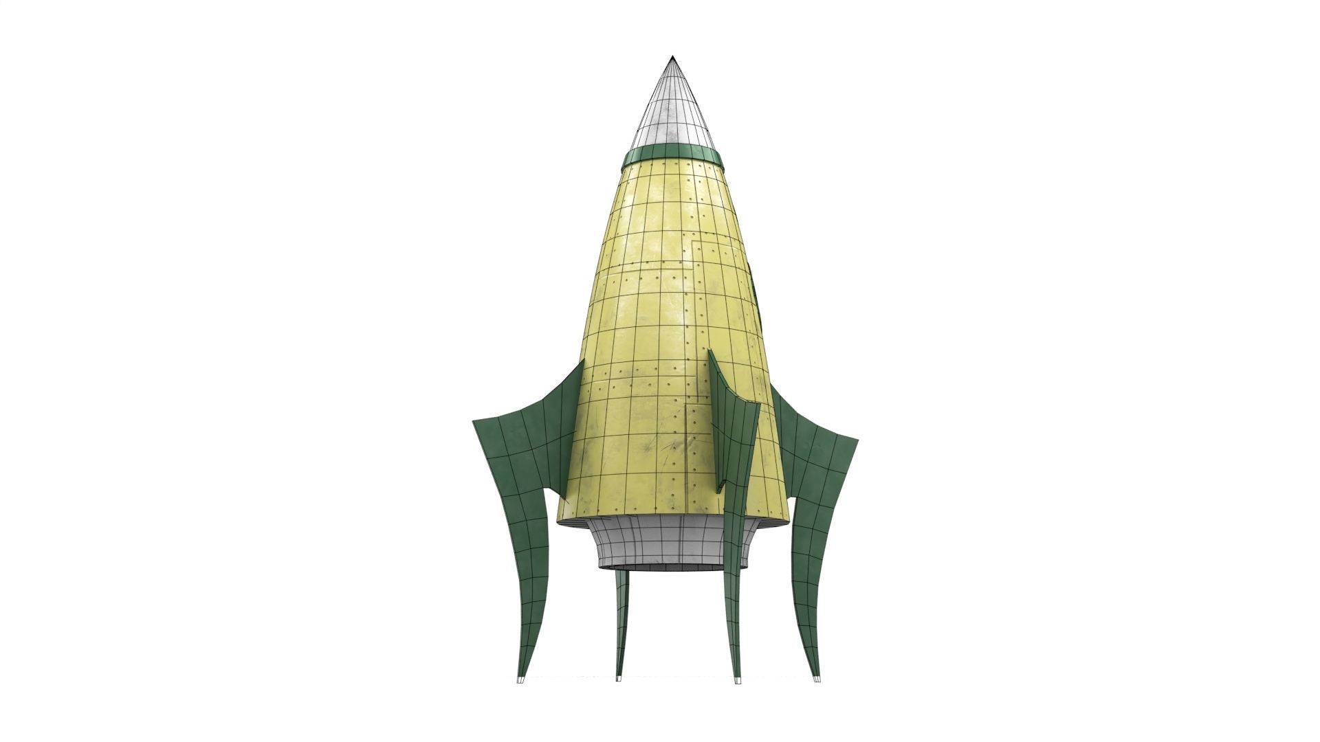 Yellow Metal Rocket Low-poly 3D model_11