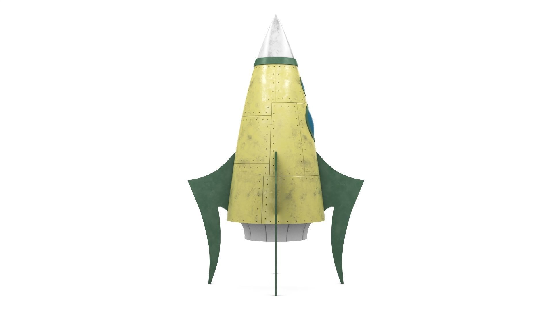 Yellow Metal Rocket Low-poly 3D model_8