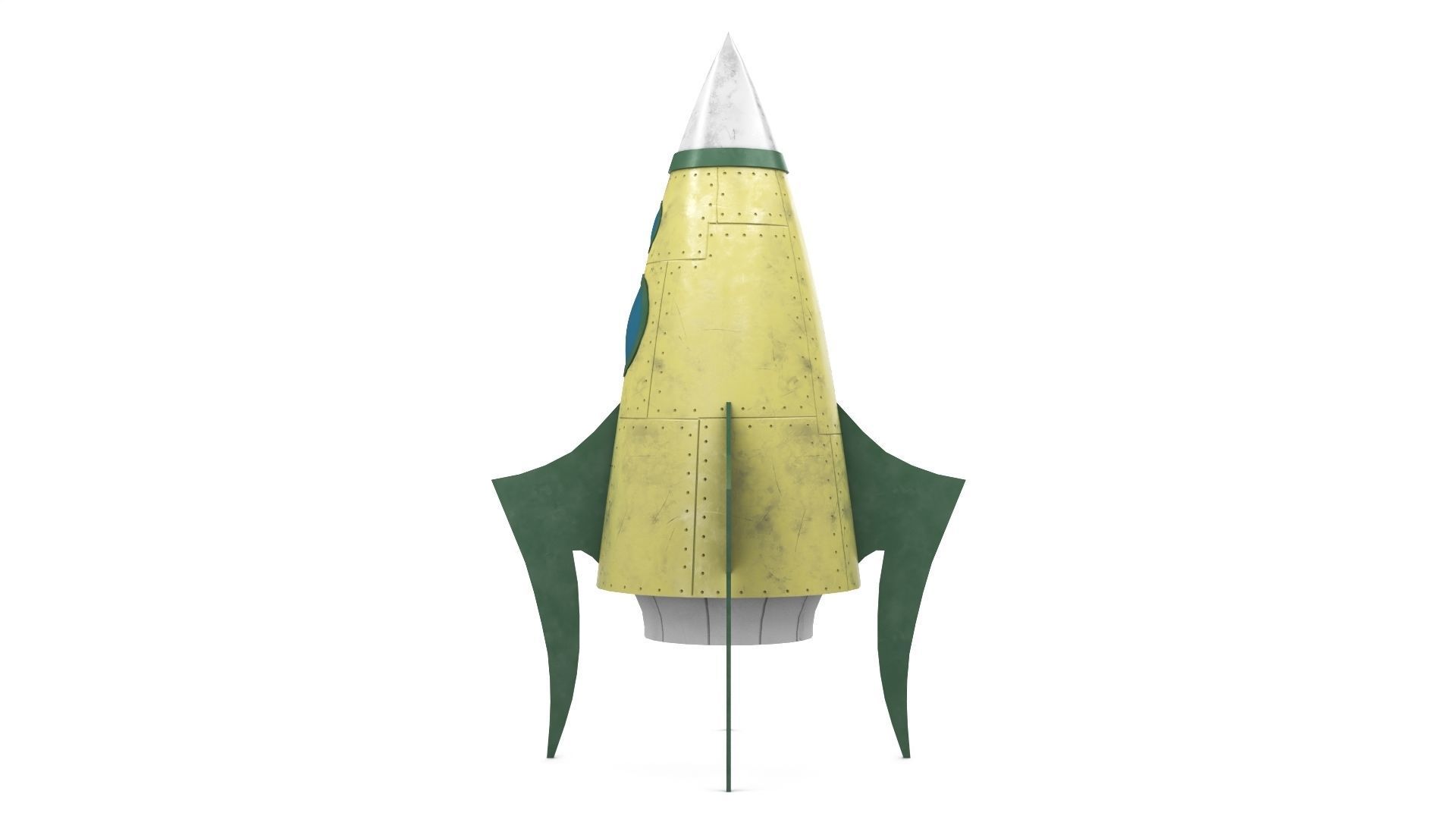 Yellow Metal Rocket Low-poly 3D model_7