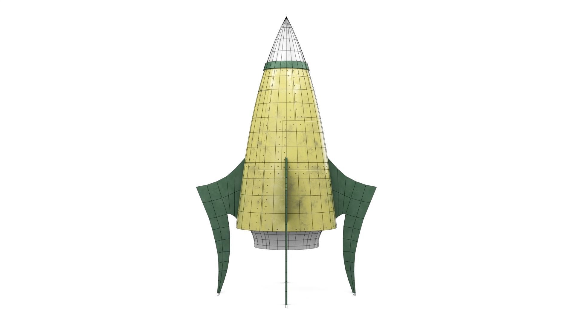 Yellow Metal Rocket Low-poly 3D model_15