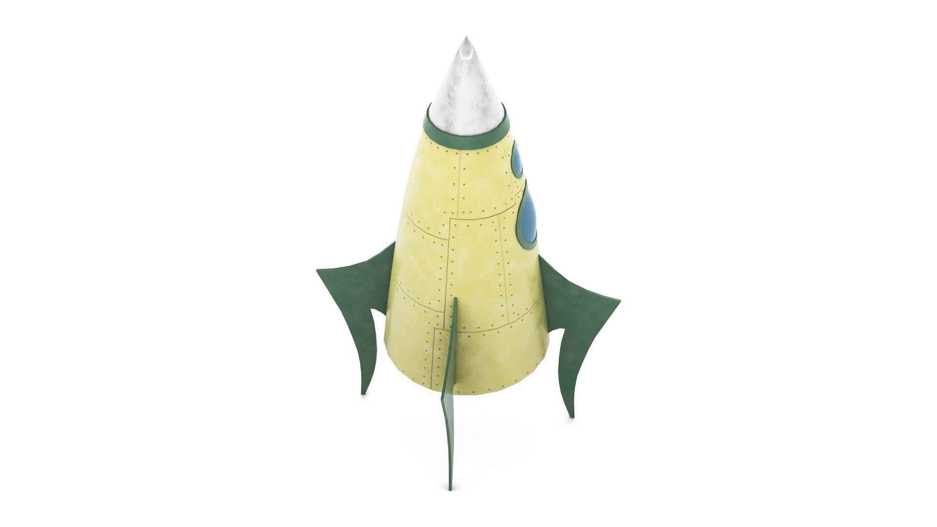 Yellow Metal Rocket Low-poly 3D model_3