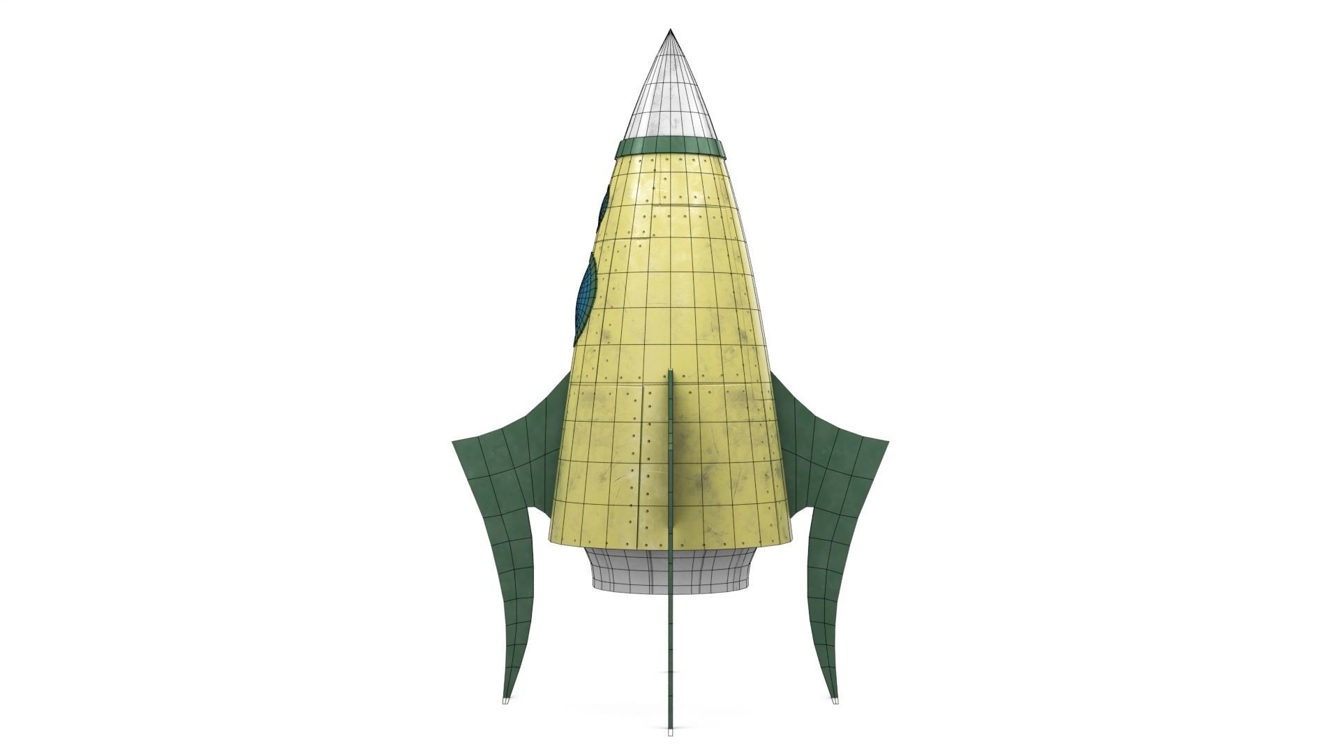 Yellow Metal Rocket Low-poly 3D model_17