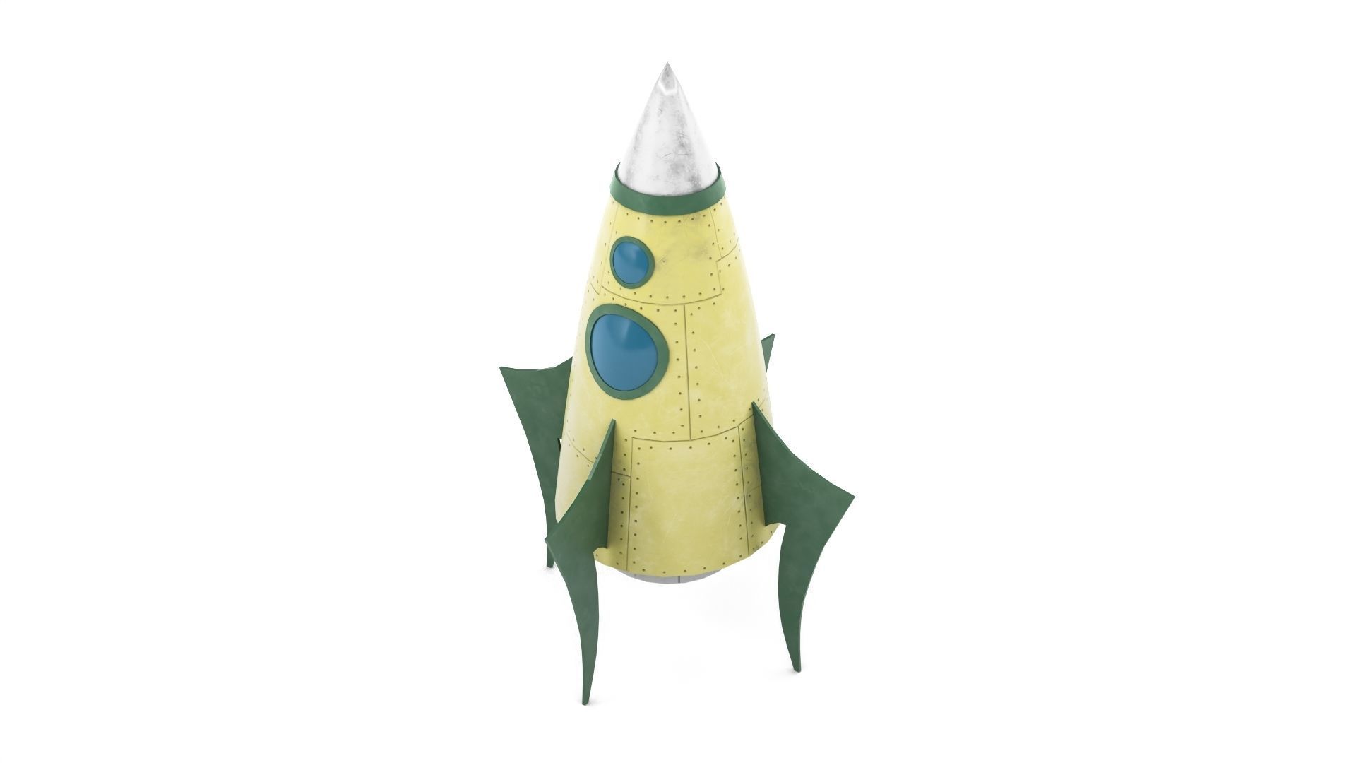 Yellow Metal Rocket Low-poly 3D model_2