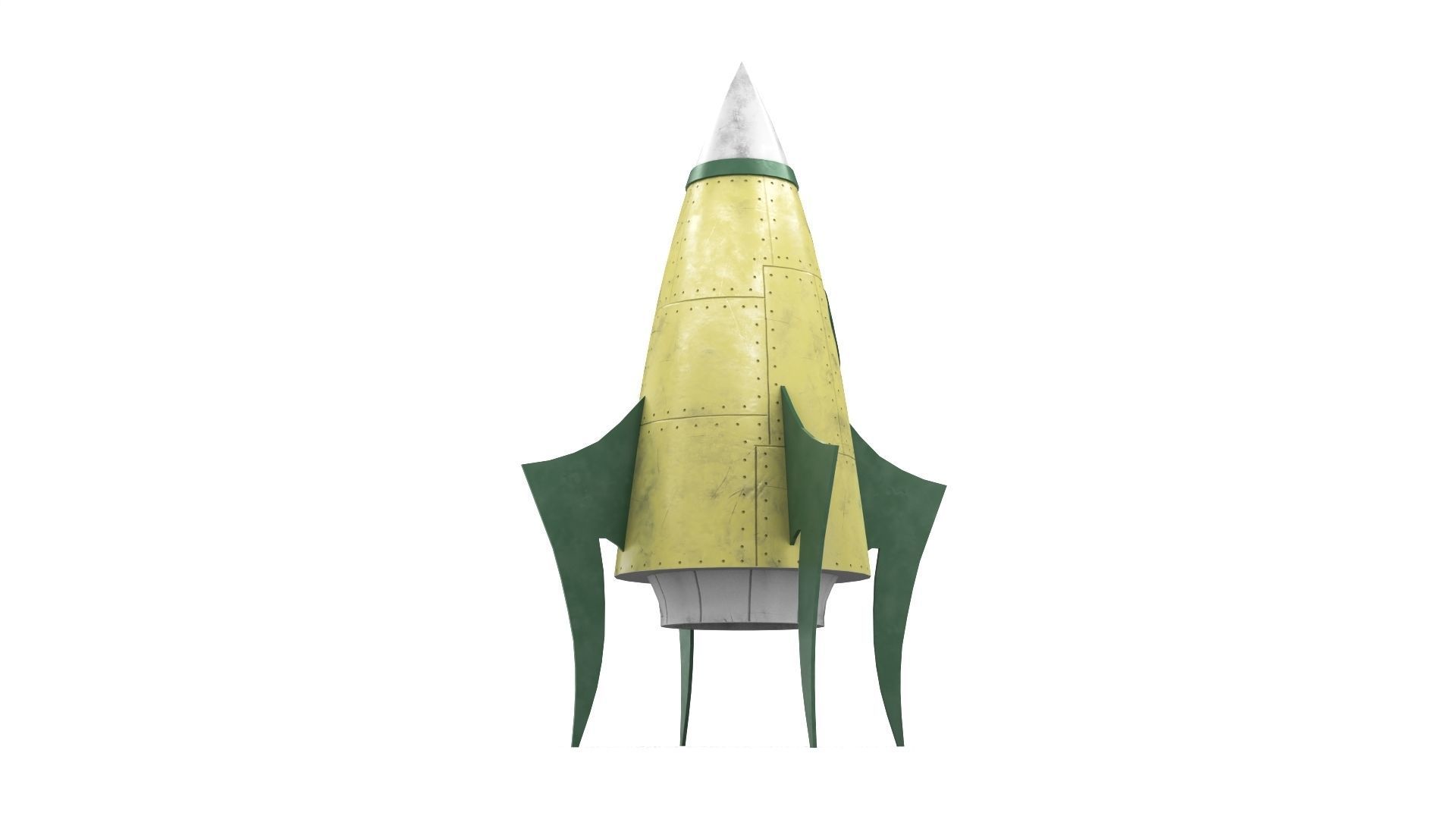 Yellow Metal Rocket Low-poly 3D model_1