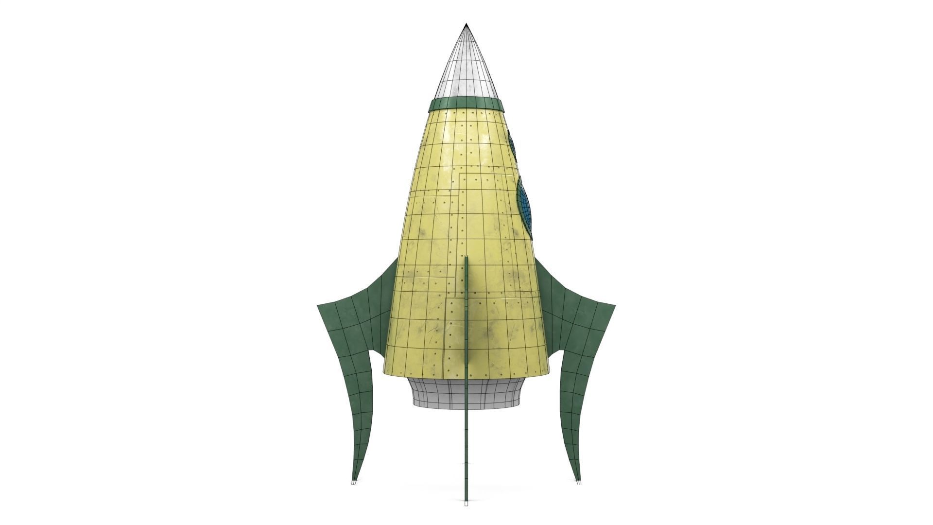 Yellow Metal Rocket Low-poly 3D model_18