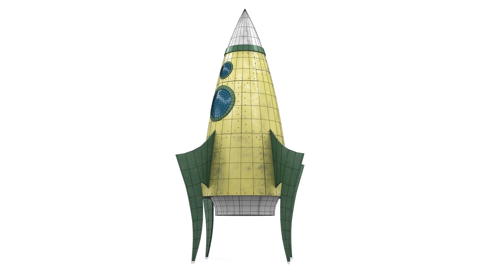 Yellow Metal Rocket Low-poly 3D model_19