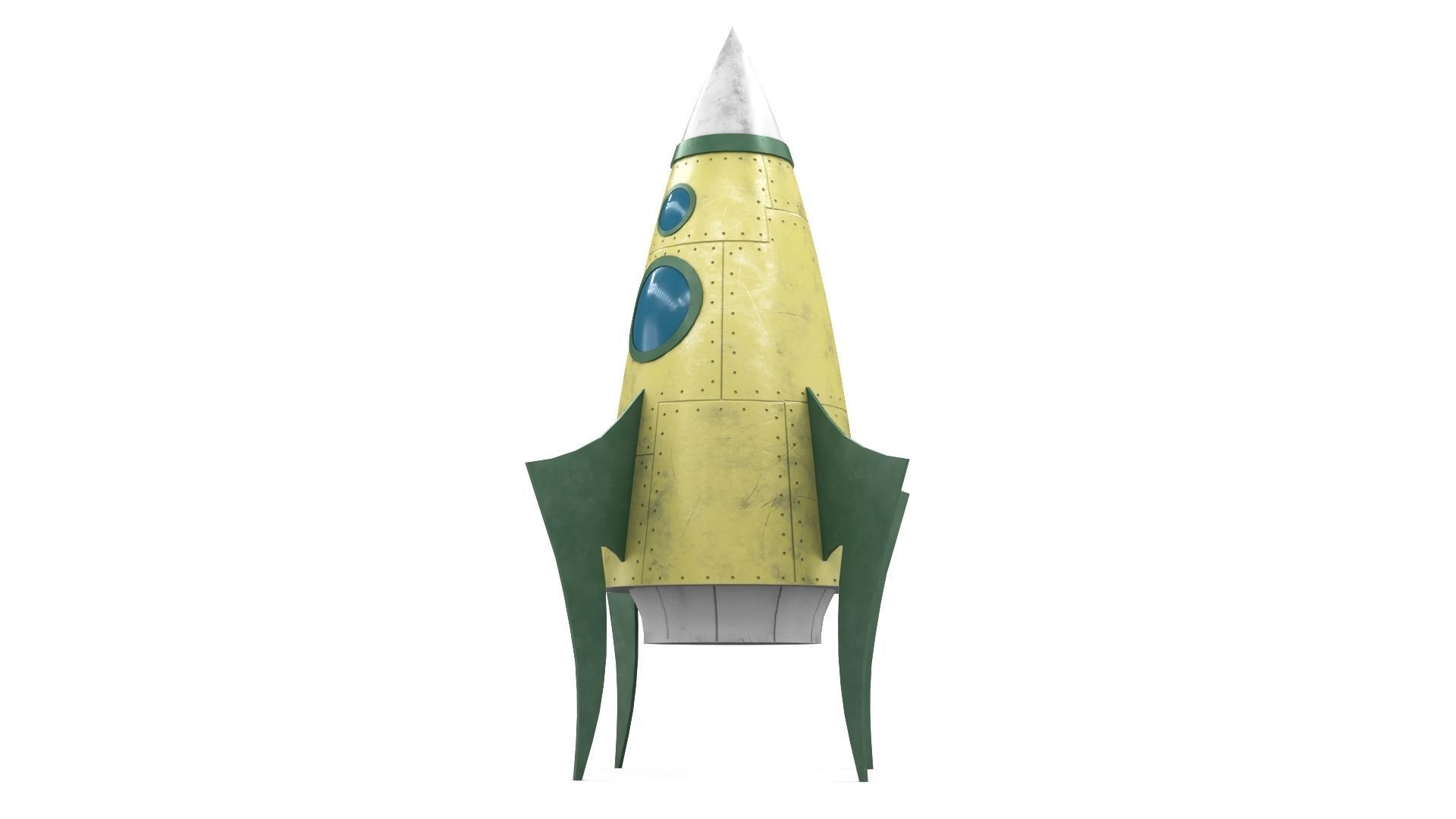 Yellow Metal Rocket Low-poly 3D model_9