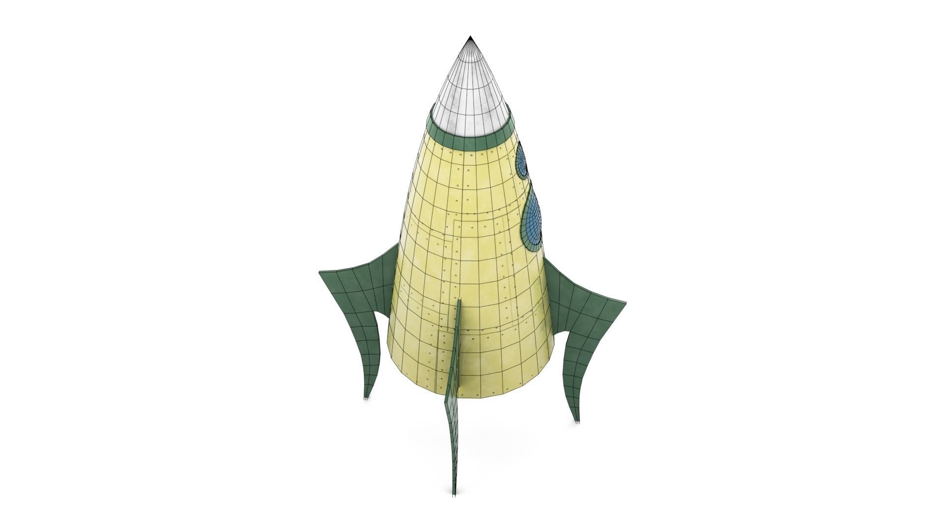 Yellow Metal Rocket Low-poly 3D model_13