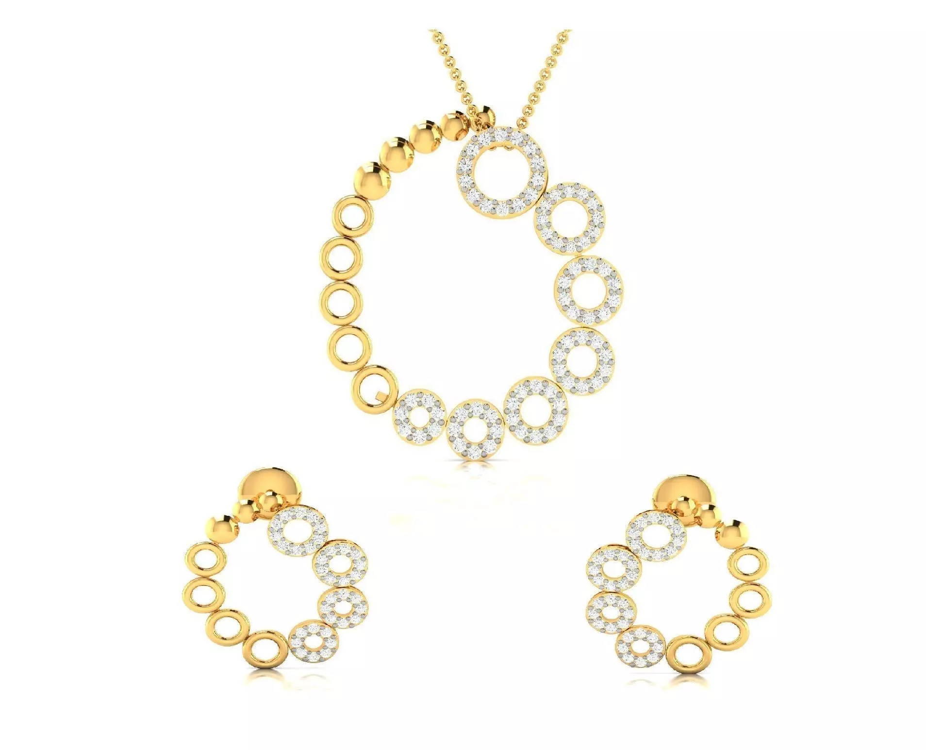 Women pendant-earrings set 3dm render detail 3D print model_0